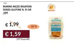 Prezzemolo e Vitale Rummo mezzi rigatoni senza glutine offerta