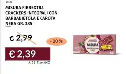 Prezzemolo e Vitale Misura Fibrextra crackers integrali con barbabietola e carota nera offerta