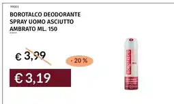Prezzemolo e Vitale Borotalco deodorante spray uomo asciutto ambrato offerta
