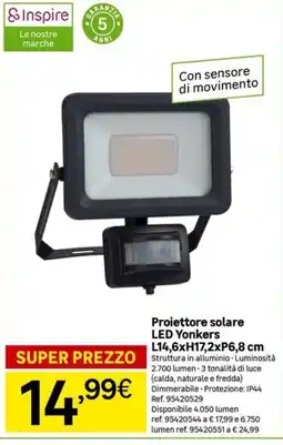 Leroy Merlin Proiettore solare LED Yonkers offerta