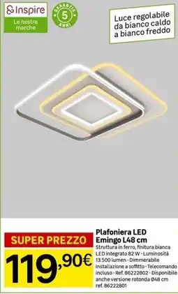 Leroy Merlin Plafoniera LED Emingo L48 cm offerta