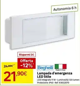 Leroy Merlin Lampada d'emergenza LED Stile offerta