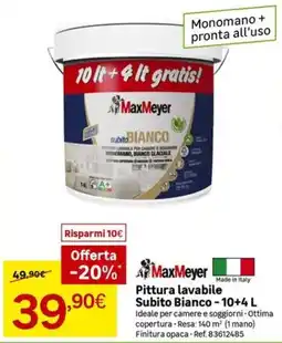 Leroy Merlin Pittura lavabile Subito Bianco MaxMeyer offerta