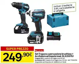 Leroy Merlin Set Trapano a percussione brushless + Avvitatore ad impulsi mod. DLX2537SJ offerta