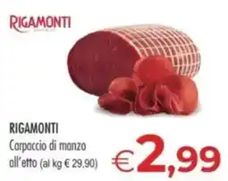 MerSi Supermercati Rigamonti Carpaccio di manzo offerta