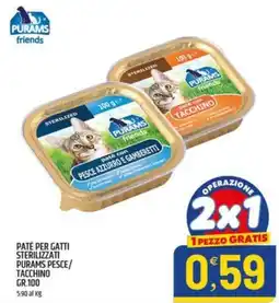 Ard Discount Paté per gatti sterilizzati Purams Pesce/Tacchino offerta