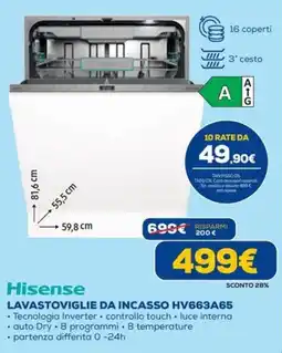 DIMOStore Hisense lavastoviglie da incasso HV663A65 offerta