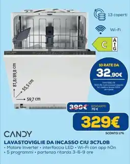 DIMOStore Lavastoviglie da incasso CIU 3C7LOB Candy offerta
