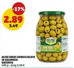 PENNY Olive verdi denocciolate in salamoia Ortomio offerta