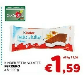 Crai Kinder fetta al latte offerta