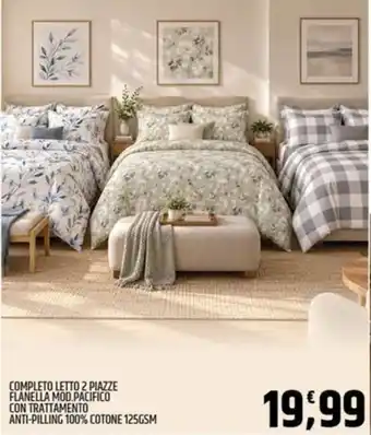 Completo letto 2 piazze flanella mod. pacifico