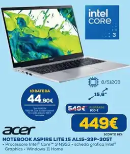 DIMOStore Acer Notebook Aspire Lite 15 offerta