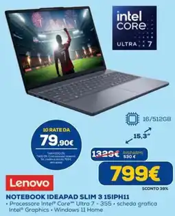DIMOStore Lenovo NOTEBOOK IDEAPAD SLIM 3 15IPH11 offerta