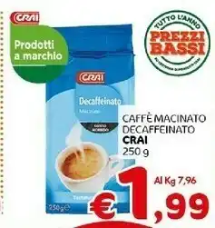 Crai - caffe macinato decaffeinato 250 g