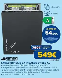 DIMOStore Lavastoviglie da incasso Smeg ST 352 AL offerta