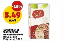 PENNY Hamburger di carne bovina Gli Allegri Sapori offerta