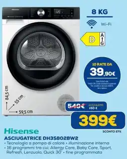 DIMOStore Hisense Asciugatrice DH3S802BW2 offerta