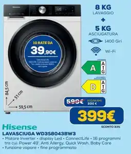 DIMOStore Hisense LAVASCIUGA WD3S8043BW3 offerta