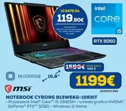 DIMOStore msi NOTEBOOK CYBORG B13WEKG-1093IT offerta