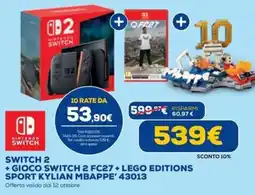 DIMOStore Nintendo Switch 2 + Gioco Switch 2 FC27 + Lego Editions Sport Kylian Mbappe' 43013 offerta