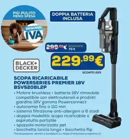 DIMOStore Scopa ricaricabile Powerseries Premier 18V Black+Decker offerta