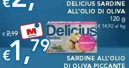 Migross Supermercati e Market Delicius sardine all'olio di oliva piccante offerta