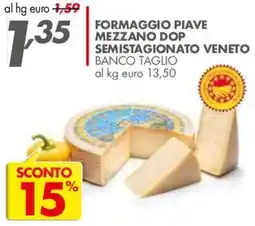 Italmark Formaggio Piave Mezzano Dop Semistagionato Veneto offerta