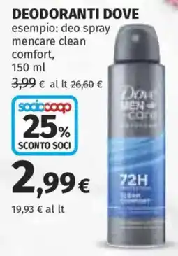 Ipercoop Deodorante Dove men care clean comfort offerta