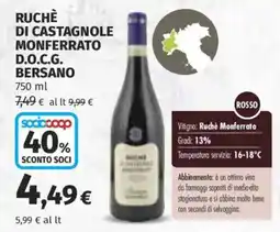 Ipercoop Ruchè di Castagnole Monferrato D.O.C.G. Bersano offerta