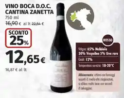Ipercoop Vino Boca D.O.C. Cantina Zanetta offerta