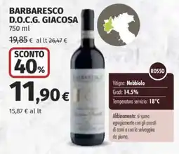 Ipercoop Barbaresco D.O.C.G. Giacosa offerta