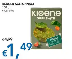 Migross Supermercati e Market Burger agli spinaci Kloene offerta