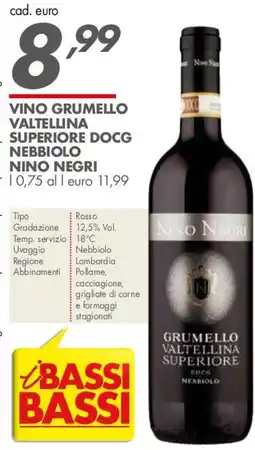 Italmark Vino Grumello Valtellina Superiore DOCG Nebbiolo Nino Negri offerta