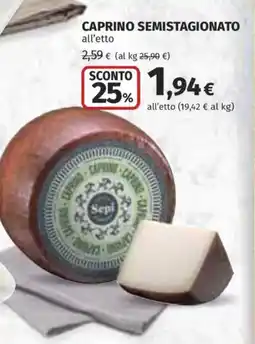 Ipercoop Caprino semistagionato offerta