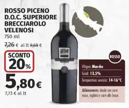 Ipercoop Rosso Piceno D.O.C. Superiore Brecciarolo Velenosi offerta