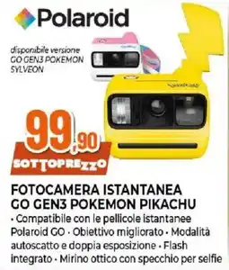 Ipercoop Polaroid fotocamera istantanea GO GEN3 Pokemon Pikachu offerta