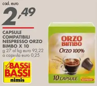 Capsule compatibili Nespresso orzo Bimbo