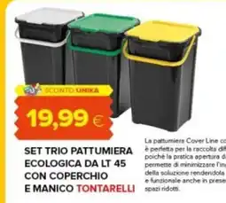 Oasi Set trio pattumiera ecologica con coperchio e manico Tontarelli offerta