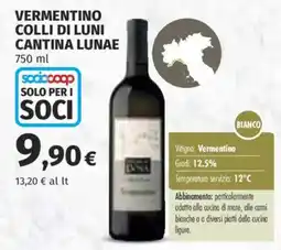 Ipercoop Vermentino Collì di Luni Cantina Lunae offerta