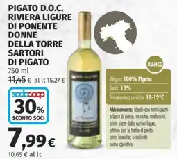 Ipercoop Pigato D.O.C. Riviera Ligure di Ponente Donne della Torre Sartori di Pigato offerta