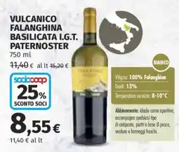 Ipercoop Vulcanico Falanghina Basilicata I.G.T. Paternoster offerta