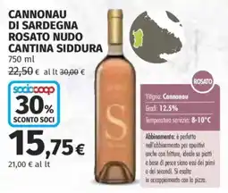 Ipercoop Cannonau di Sardegna Rosato Nudo Cantina Siddura offerta