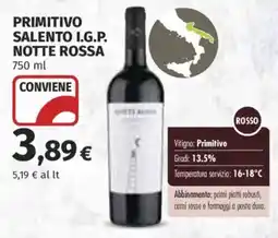 Ipercoop Primitivo Salento I.G.P. Notte Rossa offerta