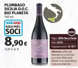 Ipercoop Plumbago Sicilia D.O.C. Bio Planeta offerta