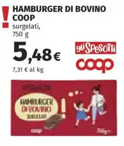 Ipercoop Hamburger di bovino surgelati offerta