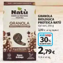 Ipercoop Granola biologica proteica Natù offerta