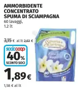 Ipercoop Ammorbidente concentrato spuma di sciampagna offerta