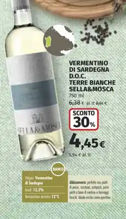 Ipercoop Vermentino di Sardegna D.O.C. Terre Bianche Sella&Mosca offerta