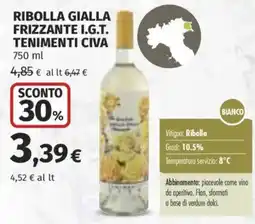 Ipercoop Ribolla Gialla Frizzante I.G.T. Tenimenti Civa offerta