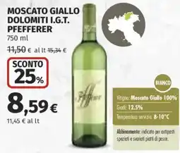 Ipercoop Moscato Giallo Dolomiti I.G.T. Pfefferer offerta